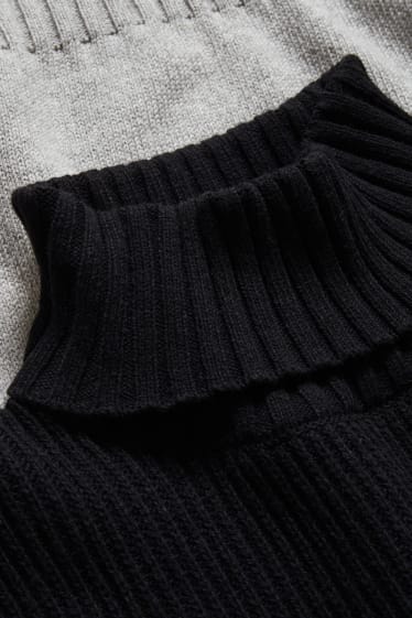 Herren - Rollkragenpullover - recycelt - schwarz