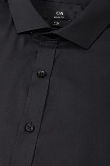 Herren - Businesshemd - Body Fit - Cutaway - Flex - schwarz