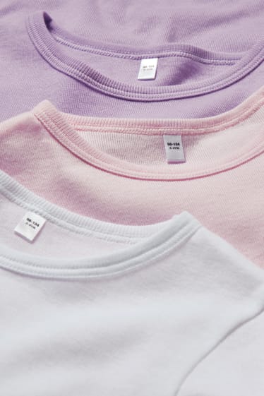 Kinder Mädchen - Multipack 3er - Unterziehshirt - weiss / rosa