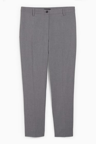 Dámské - Business kalhoty - mid waist - slim fit  - šedá-žíhaná