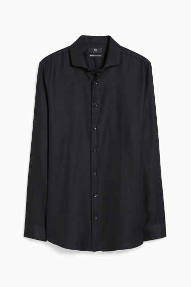 Uomo - Camicia business - slim fit - colletto alla francese - facile da stirare - nero