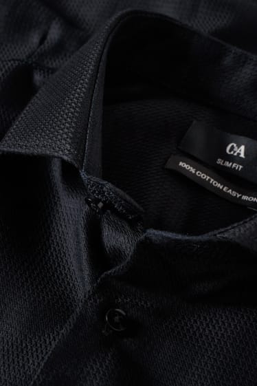 Uomo - Camicia business - slim fit - colletto alla francese - facile da stirare - nero