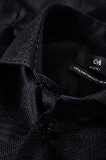 Men - Business shirt - slim fit - cutaway collar - easy-iron - black