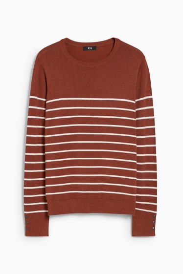 Kobiety - Sweter z cienkiej dzianiny - w paski - brązowy