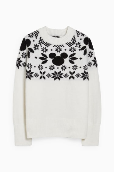 Women - Christmas jumper - Mickey Mouse   - white