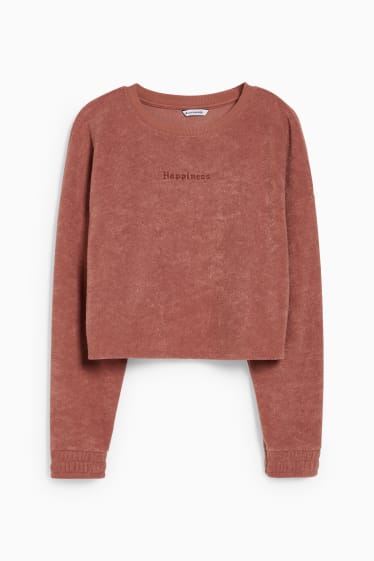 Damen - CLOCKHOUSE - Crop Frottee-Sweatshirt - terracotta