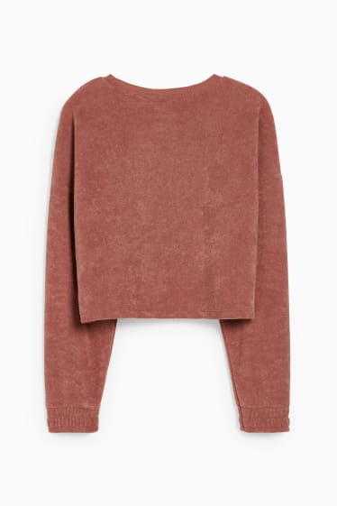 Dames - CLOCKHOUSE - kort badstof sweatshirt - terracotta