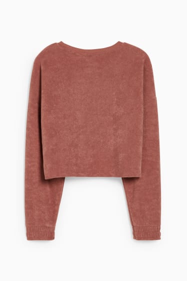 Damen - CLOCKHOUSE - Crop Frottee-Sweatshirt - terracotta