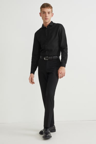 Men - Business shirt - slim fit - cutaway collar - easy-iron - black