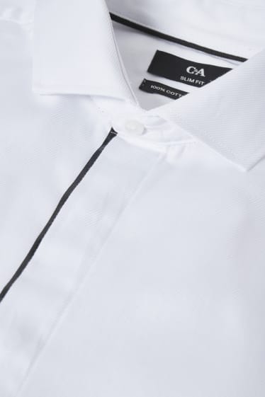 Herren - Businesshemd - Slim Fit - Cutaway - bügelleicht - weiss