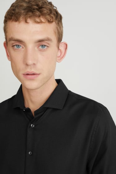 Men - Business shirt - slim fit - cutaway collar - easy-iron - black