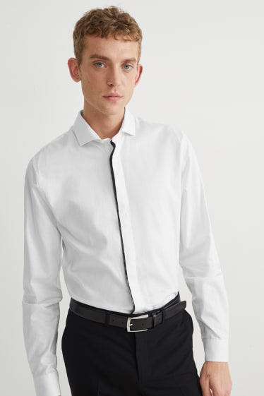 Men - Business shirt - slim fit - cutaway collar - easy-iron - white