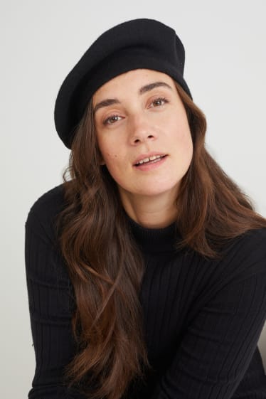 Femmes - Béret basque en laine - noir