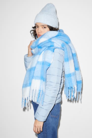 Teens & young adults - CLOCKHOUSE - fringed scarf - check - blue