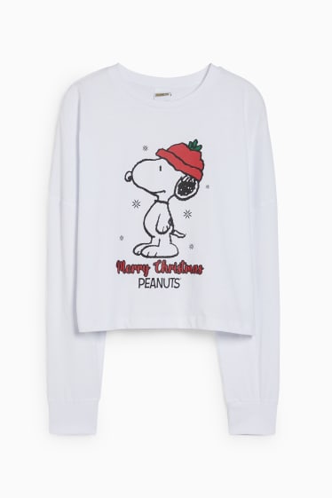 Teens & Twens - CLOCKHOUSE - Weihnachts-Pyjama-Oberteil - Peanuts - weiß