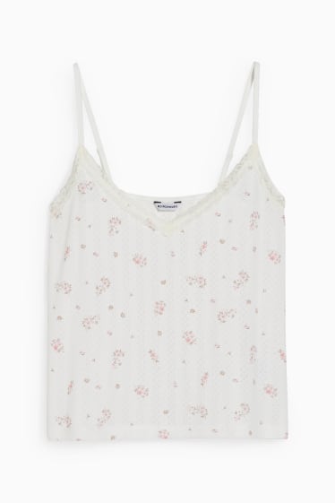 Donna - CLOCKHOUSE - top pigiama - a fiori - bianco
