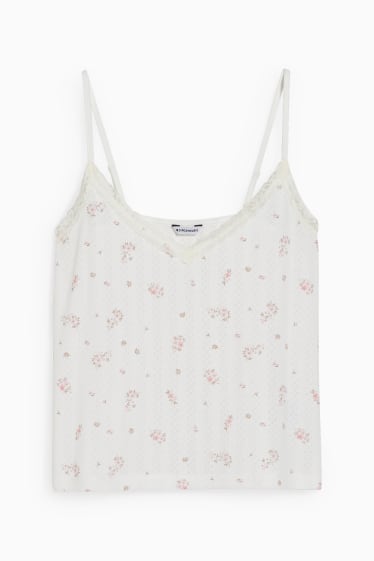 Dona - Top de pijama - de flors - blanc
