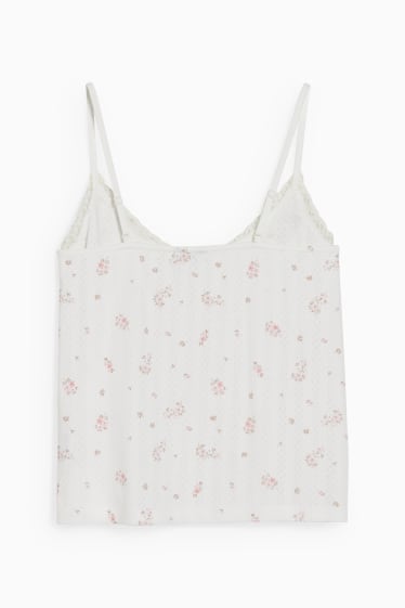 Dona - Top de pijama - de flors - blanc