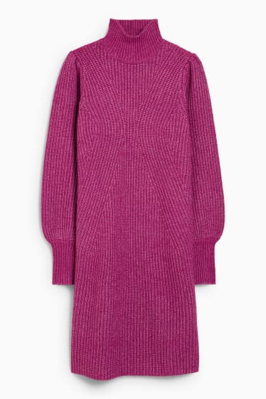 Donna - Vestito in maglia con componente di alpaca - viola melange