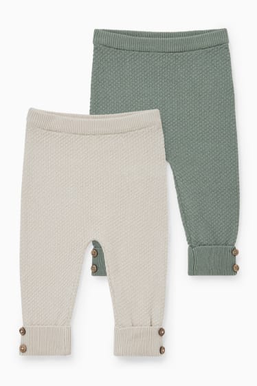 Neonati - Confezione da 2 - pantaloni in maglia per neonati - beige / verde