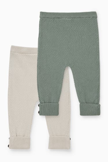 Bebés - Pack de 2 - pantalones de punto para bebé - beis / verde