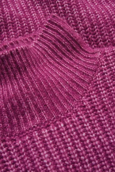 Dámské - Pletené šaty s alpakovou vlnou - fialová-žíhaná