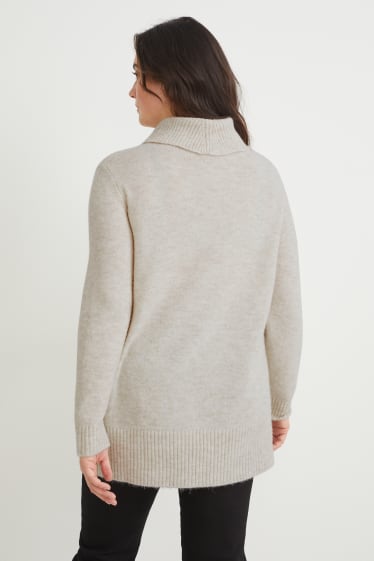 Damen - Rollkragenpullover - beige-melange