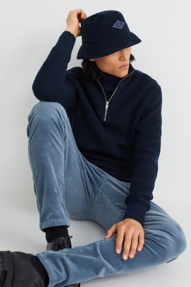 Men - Corduroy hat - dark blue