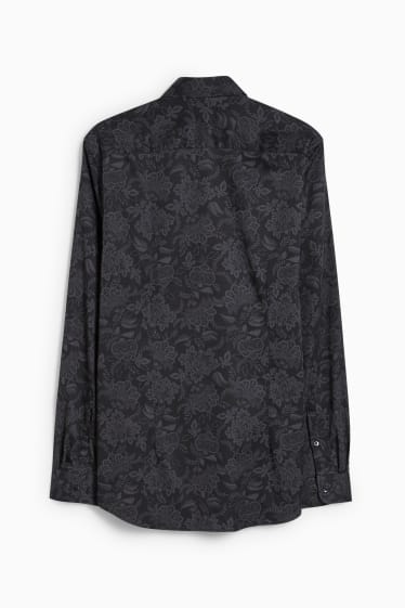 Uomo - Camicia business - slim fit - colletto alla francese - facile da stirare - fantasia - nero