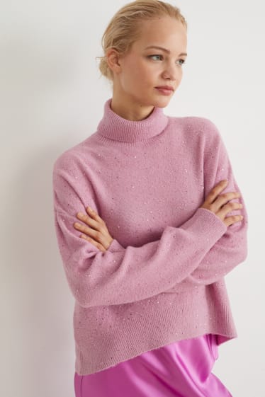 Femmes - Pullover à col roulé - violet clair