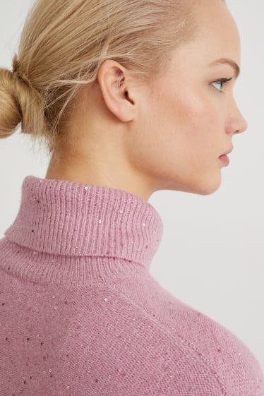 Femmes - Pullover à col roulé - violet clair