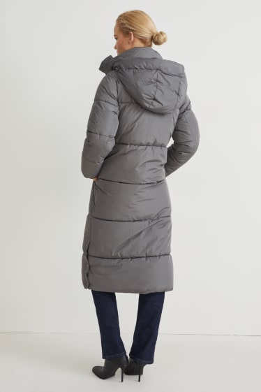 Mujer - Abrigo acolchado con capucha - gris oscuro