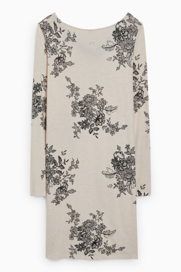 Femmes - Haut long - motif floral - beige chiné