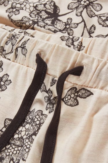Mujer - Pantalón de pijama - de flores - beis jaspeado