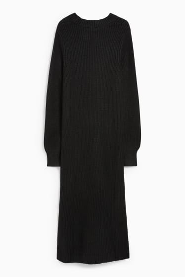 Dámské - Pletené šaty s alpakovou vlnou - černá