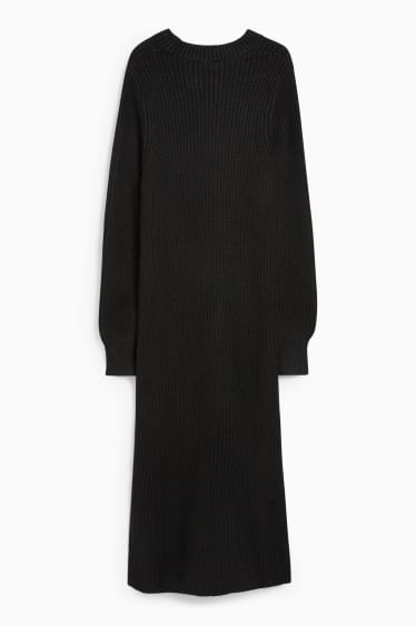 Donna - Vestito in maglia con componente di alpaca - nero