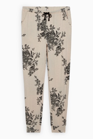 Women - Pyjama bottoms - floral - beige-melange