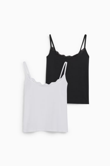 Dames - Set van 2 paar - hemdje - LYCRA® - zwart