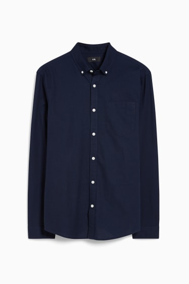 Hommes - Chemise - regular fit - col button-down - bleu foncé