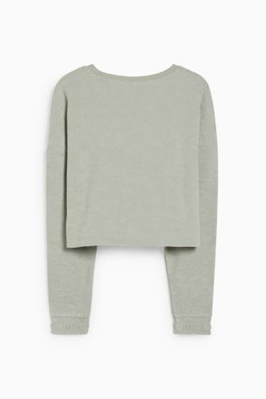 Damen - CLOCKHOUSE - Crop Frottee-Sweatshirt - mintgrün