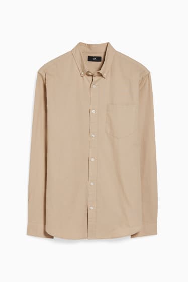 Hommes - Chemise - regular fit - col button-down - beige