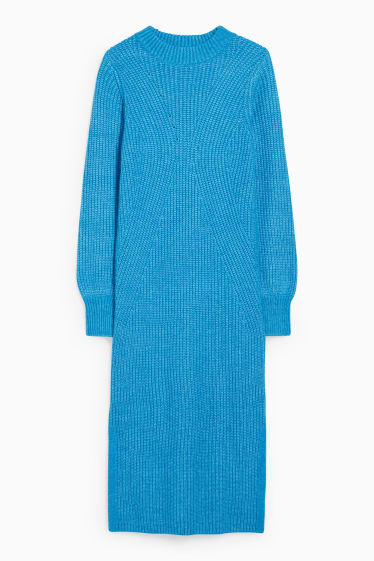 Damen - Strickkleid mit Alpaka-Anteil - hellblau-melange