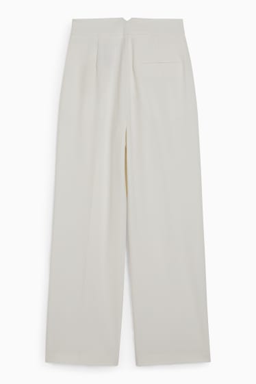 Femmes - Pantalon en toile - high waist - wide leg - blanc