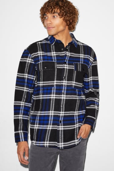 Hombre - CLOCKHOUSE - camisa de franela - relaxed fit - kent - de cuadros - azul / negro