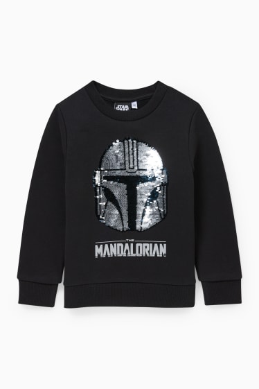 Dzieci - Star Wars: The Mandalorian - bluza - efekt połysku - czarny