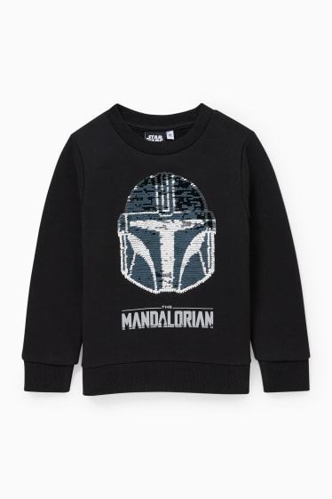 Dzieci - Star Wars: The Mandalorian - bluza - efekt połysku - czarny