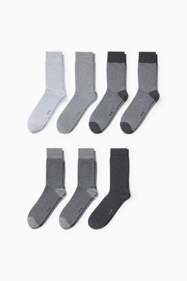 Hommes - Lot de 7 paires - chaussettes - gris clair chiné