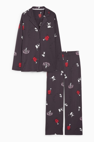 Dames - Pyjama - Peanuts - donkergrijs