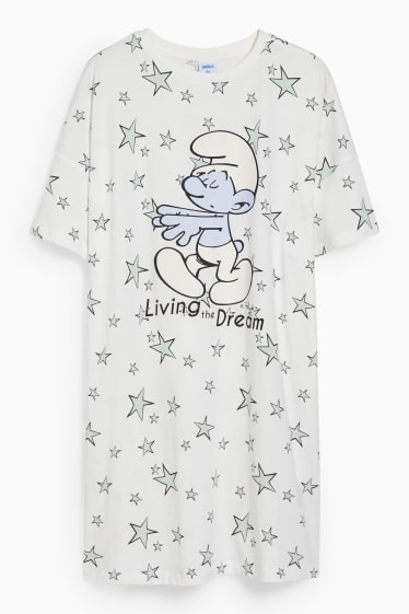 Dámské - CLOCKHOUSE - tričko na spaní - Šmoulové - bílá
