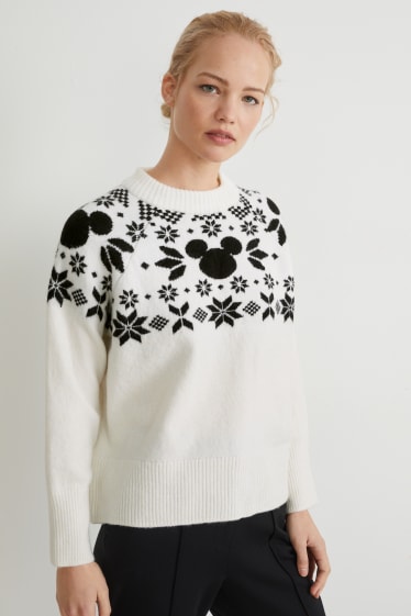 Women - Christmas jumper - Mickey Mouse   - white